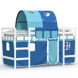 Dziecięce łóżko na antresoli, z tunelem, niebieskie, 90x200 cm
