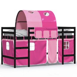  Dziecięce łóżko na antresoli, z tunelem, różowe, 80x200 cm