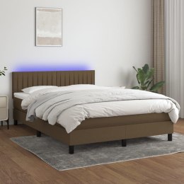  Łóżko kontynentalne z materacem, brązowe, 140x200 cm, tkanina