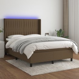  Łóżko kontynentalne z materacem, brązowe, 140x200 cm, tkanina