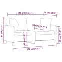 2-osobowa sofa z poduszkami, jasnoszara, 140 cm, tkanina
