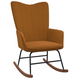 Fotel bujany, brązowy, tapicerowany aksamitem