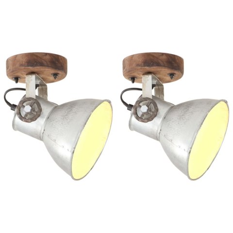 Industrialne lampy ścienne/sufitowe 2 szt. srebrne 20x25 cm E27