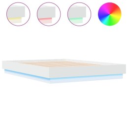 Rama łóżka z oświetleniem LED, biała, 140x190 cm