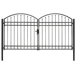 Dwuskrzydłowa brama ogrodzeniowa z łukiem, stal, 300x175 cm