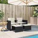 2-os. sofa ogrodowa ze stolikiem i stołkami, czarna, polirattan