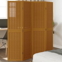 VidaXL Parawan pokojowy, 4-panelowy, brązowy, lite drewno paulowni
