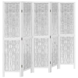 VidaXL Parawan pokojowy, 5-panelowy, biały, lite drewno paulowni