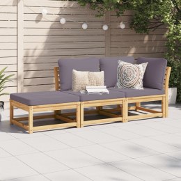 VidaXL 3-cz. zestaw wypoczynkowy do ogrodu, poduszki, drewno akacjowe
