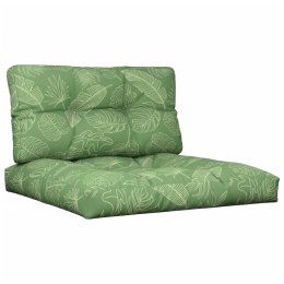 VidaXL Poduszki na sofę z palet, 2 szt., wzór w liście, tkanina