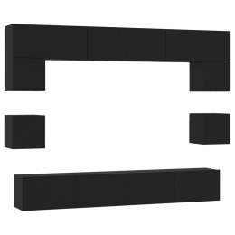 VidaXL 8-częściowy zestaw szafek telewizyjnych, czarny