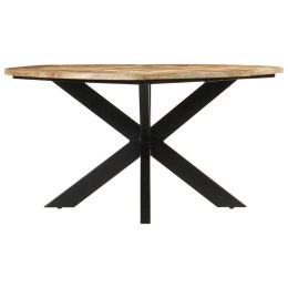VidaXL Stół do jadalni, Ø150x76 cm, surowe drewno mango