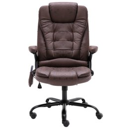 VidaXL Masujące krzesło biurowe, ciemny brąz, sztuczna skóra zamszowa