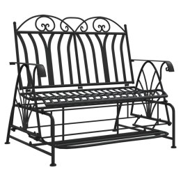 2-osobowa, bujana ławka ogrodowa, 114 cm, czarna, stalowa