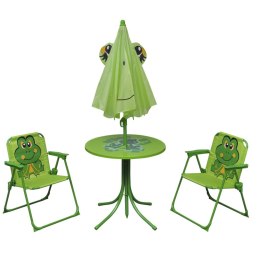 3-cz. dziecięcy zestaw mebli do ogrodu, z parasolem, zielony