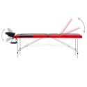 Składany stół do masażu 3-strefowy, aluminiowy, czarno-czerwony
