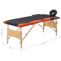 Składany stół do masażu 2-strefowy, drewno, czarno-pomarańczowy