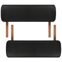 Składany stół do masażu z drewnianą ramą, 2 strefy, czarny