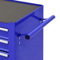 Wózek narzędziowy z 4 szufladami, stalowy, niebieski