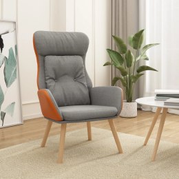 Fotel wypoczynkowy, jasnoszary, tkanina i PVC