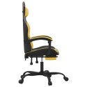 Obrotowy fotel gamingowy z podnóżkiem, czarno-złoty