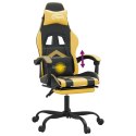 Obrotowy fotel gamingowy z podnóżkiem, czarno-złoty