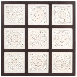 Ręcznie rzeźbiony panel ścienny, MDF, 60x60x1,5 cm, brąz i biel