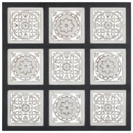 Ręcznie rzeźbiony panel ścienny, MDF, 60x60x1,5cm, czarno-biały