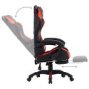 Fotel dla gracza, z podnóżkiem, czerwono-czarny, sztuczna skóra