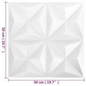Panele ścienne 3D, 12 szt., 50x50 cm, biel origami, 3 m²