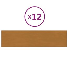 Panele ścienne, 12 szt., brązowe, 60x15 cm, aksamit, 1,08 m²