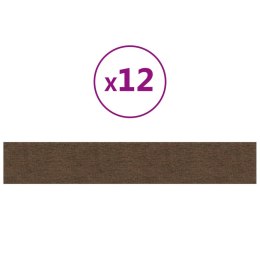 Panele ścienne, 12 szt., brązowe, 90x15 cm, tkanina, 1,62 m²