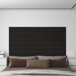 Panele ścienne, 12 szt., czarne, 60x15 cm, tkanina, 1,08 m²