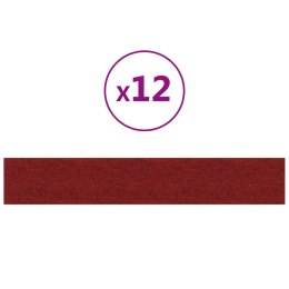 Panele ścienne, 12 szt, kolor wina, 90x15 cm, tkanina, 1,62 m²