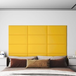 Panele ścienne, 12 szt, żółte, 60x30 cm, aksamit, 2,16 m²