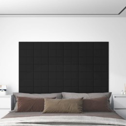 Panele ścienne, 12 szt., czarne, 30x15 cm, tkanina, 0,54 m²