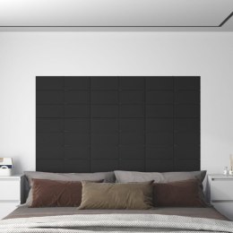 Panele ścienne, 12 szt., czarne, 60x15 cm, tkanina, 1,08 m²