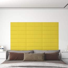 Panele ścienne, 12 szt, jasnożółte, 60x15 cm, tkanina, 1,08 m²