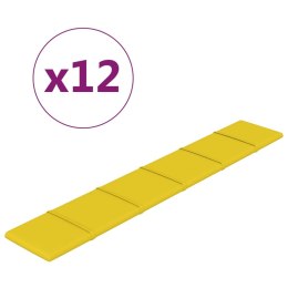 Panele ścienne, 12 szt, jasnożółte, 90x15 cm, tkanina, 1,62 m²