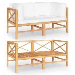 2-os. sofa ogrodowa z kremowymi poduszkami, lite drewno tekowe