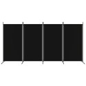 Parawan 4-panelowy, czarny, 346x180 cm, tkanina