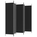 Parawan 5-panelowy, czarny, 250x200 cm, tkanina