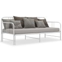 Sofa z wysuwaną ramą łóżka, biała, metalowa, 90x200 cm