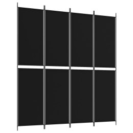 Parawan 4-panelowy, czarny, 200x220 cm, tkanina