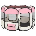 Składany kojec dla psa, z torbą, różowy, 90x90x58 cm