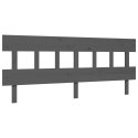Rama łóżka z wezgłowiem, szara, 200x200 cm, lite drewno