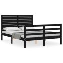 Rama łóżka z wezgłowiem, czarna, 120x200 cm, lite drewno