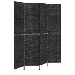 Parawan pokojowy, 4-panelowy, czarny, 163x180 cm, hiacynt wodny