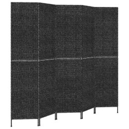 Parawan pokojowy, 5-panelowy, czarny, 205x180 cm, hiacynt wodny