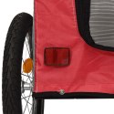 Przyczepka rowerowa dla psa, czerwono-szara, tkanina Oxford